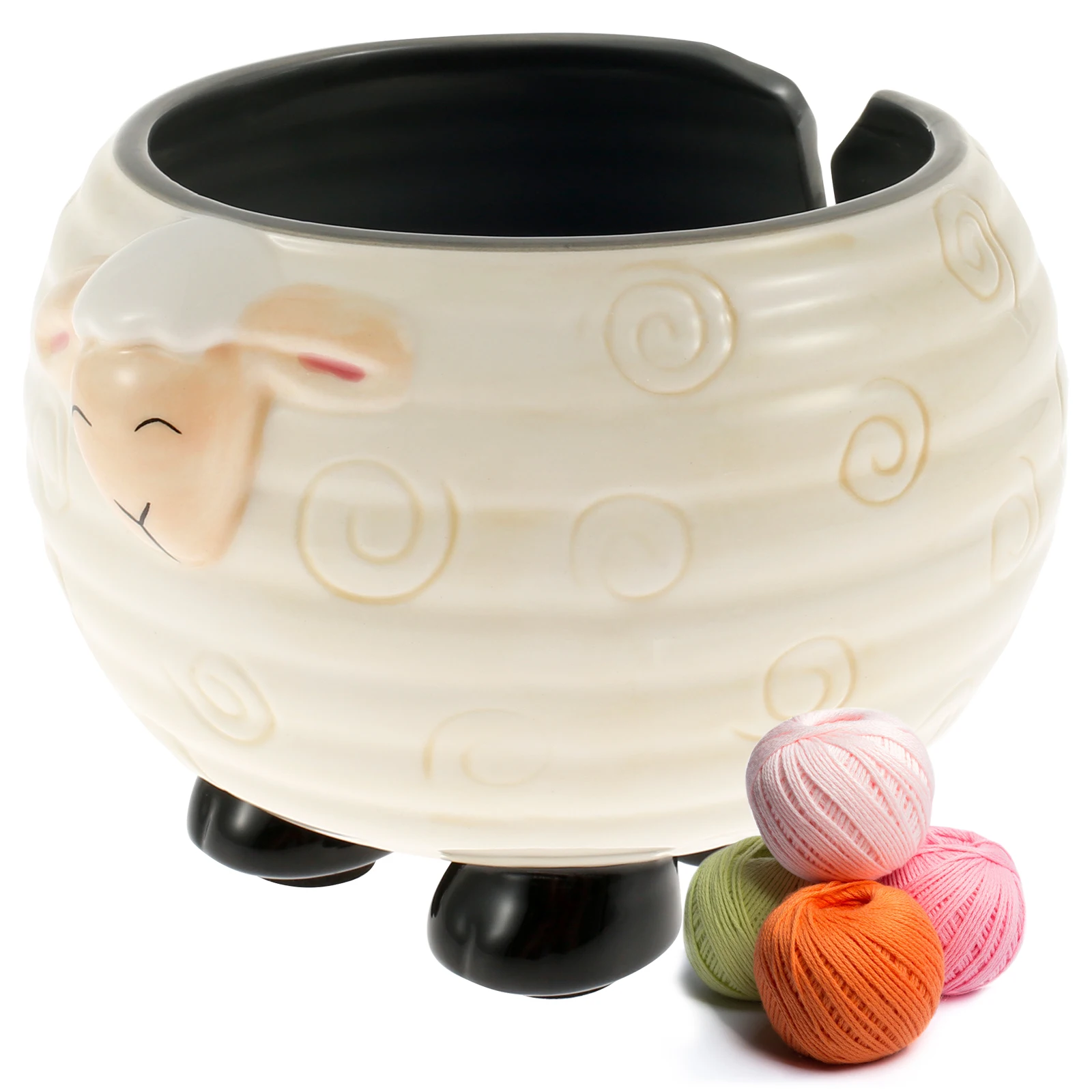

Керамическая чаша для пряжи, чаша для вязания, товары для вязания, органайзер для пряжи и шерсти с отверстиями, аксессуары в форме овцы, держатель для пряжи
