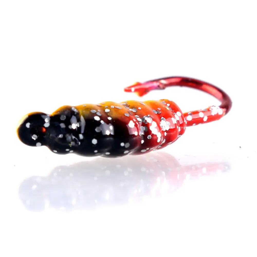 6Pcs High Quality 22mm/1.4g Ice Fishing Lure Maggot Worm The New Metal Bait Ice Jig Four Sets Mini Lead Winter Fishing Hook