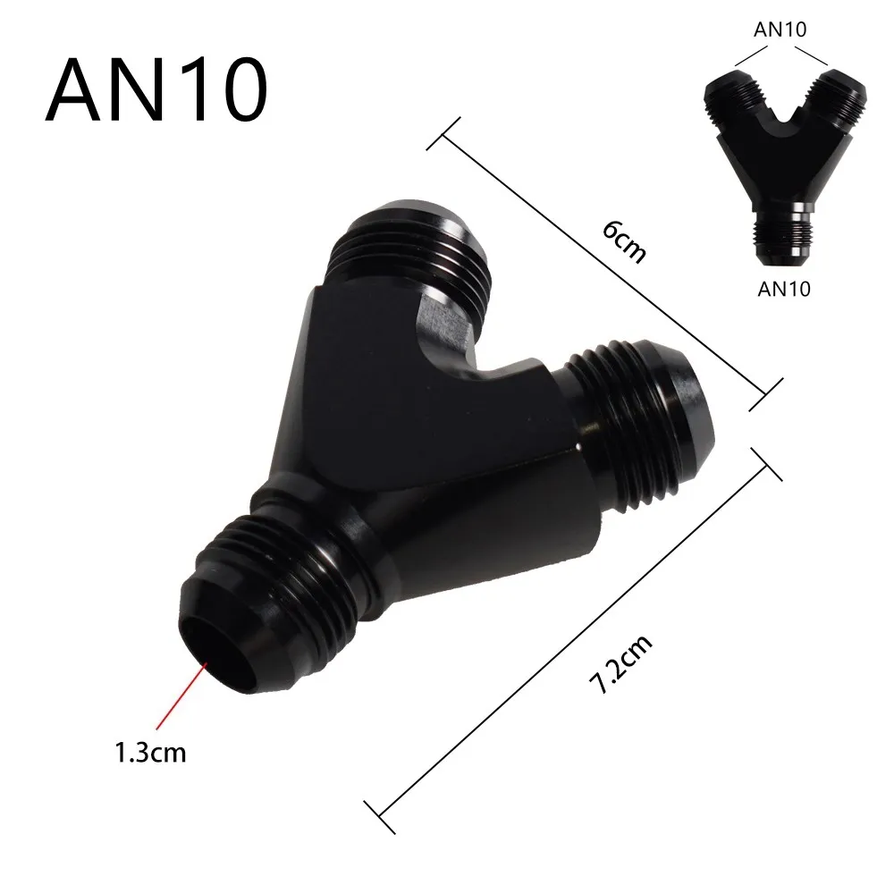 High Quality AN4 AN6 AN8 AN10 Y Adapter Block Male Thread Fuel Hose Fitting Adapters Tee oil pipe joint Universal Aluminium