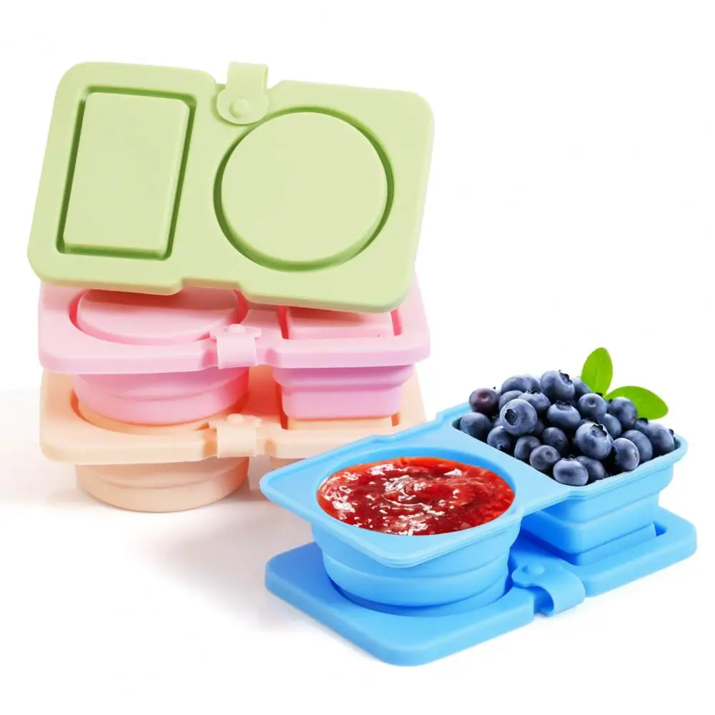 Silica Gel Leak-Proof Silicone Snack Containers For Kids On Go Food Storage Containers With Lid Portable Food Containers