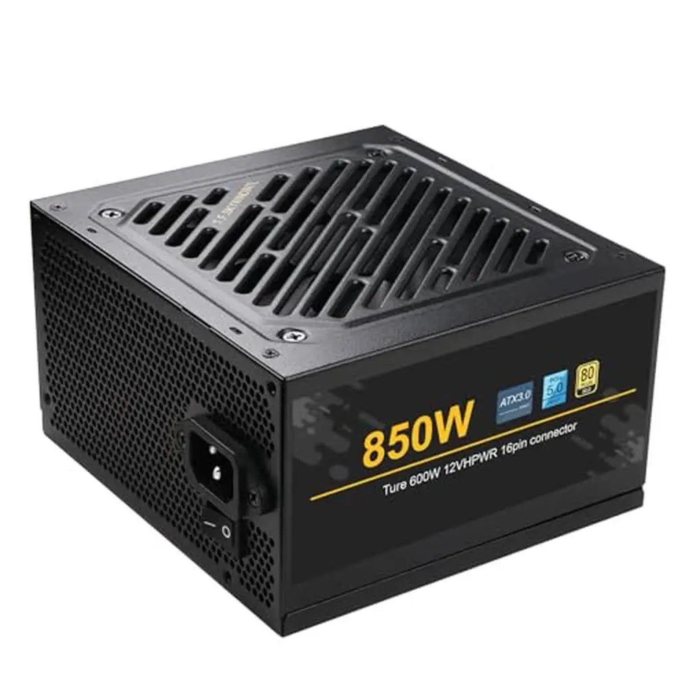 850W Gaming PC Power Supply Modular ATX 3.0 PCIe 5.0 80 Plus Gold Silent Fan Zero-RPM 12VHPWR Cable Kit