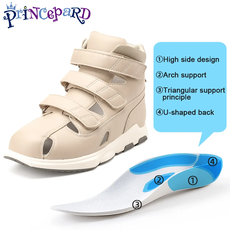 Kids Orthotic Sandals Princepard 2022 Summer Flat Feet Clubfoot First Walking Ankle Support Corrective Shoes Size EU 32-37