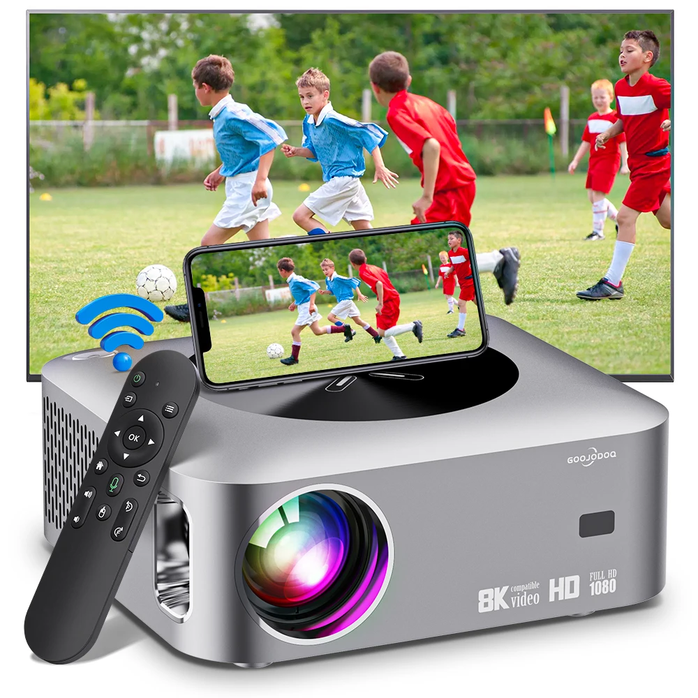 

GOOJODOQ Full HD Projector 1080P 2K 4K Video Home Theater Auto Focus 5G WiFi Android Beamer Mini Projector Portable Proyector