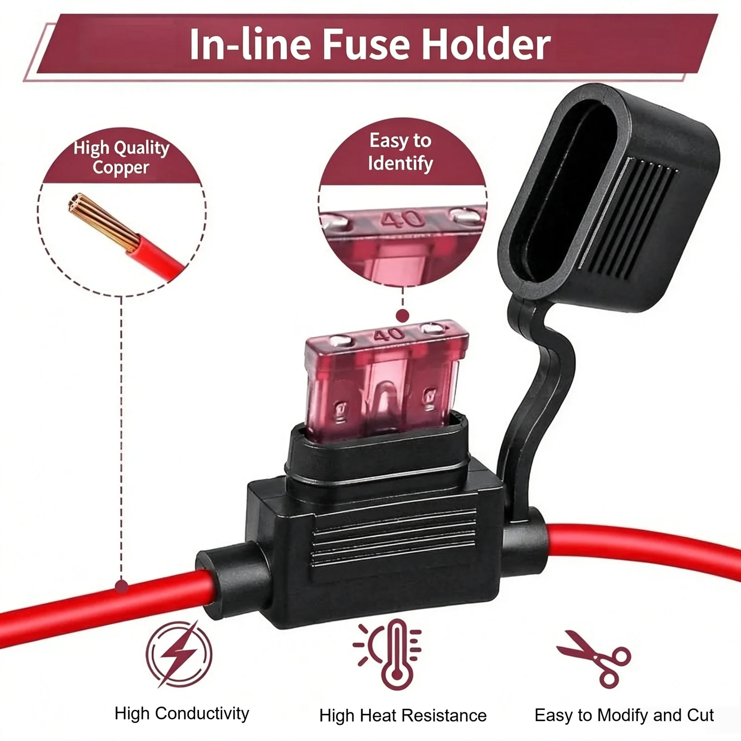 Wasserdichter 10/12/14/16/18AWG Schneidbarer Auto-Inline-Sicherungshalter 5A-50A Standard-/Mini-Sicherungen Sicherheit für Boote, Marinefahrzeuge, LKWs und Fahrzeuge – Detail 5