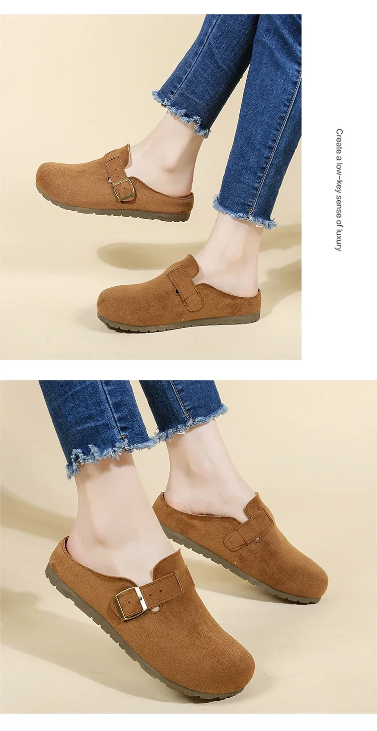 Damen-Freizeitsandalen, Slipper im koreanischen Stil, flache Loafer, rückenfreie Slipper, trendige Alltagsschuhe für draußen. – Detail 8