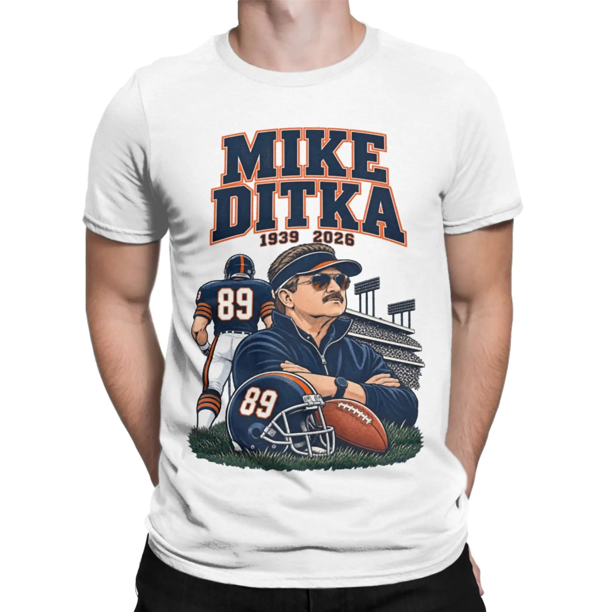 Mike Ditka 1939-2026 Legend Football T-Shirt Men Women  Casual 100% Cotton Tee Shirt Crew Neck T Shirt Birthday Gift Clothing
