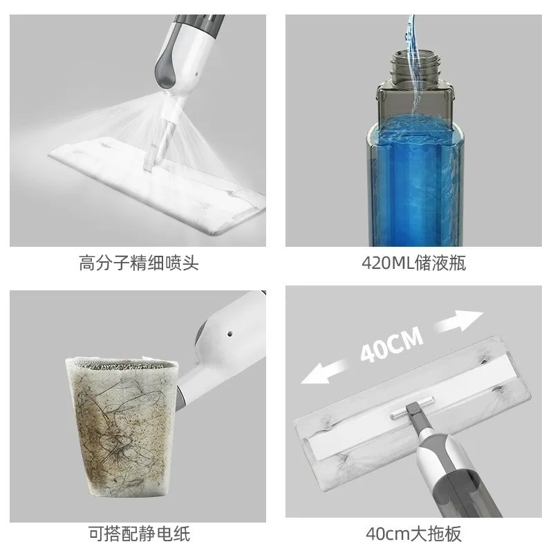 

Hand-free washing lazy household disposable electrostatic dust removal wet and dry suction horizontal plate water spray mop