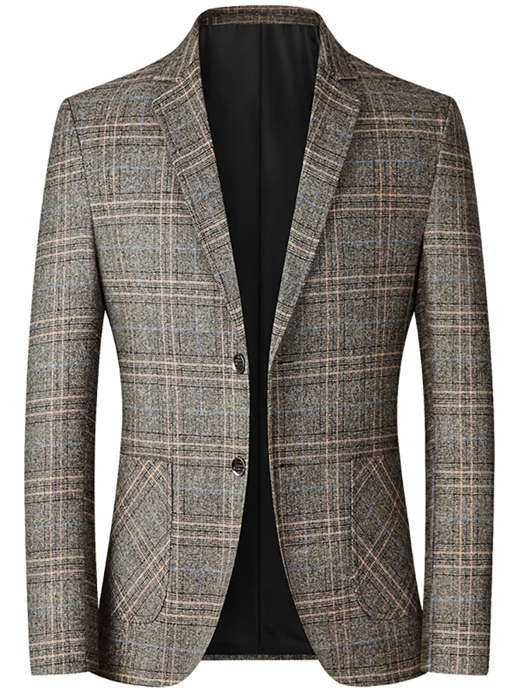 Chaqueta de traje informal de negocios para hombre, abrigo Formal ajustado, Tops elegantes de un solo pecho para fiesta y boda, primavera y otoño