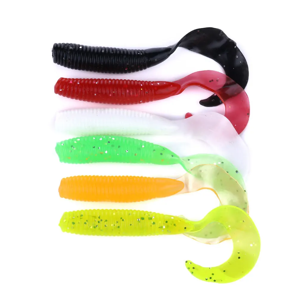 

10CM 7.7G Lifelike Durable Spiral T-Tail Single Tail Grub Soft Bait Curly Tail Worm Lure Freshwater Fishing Tackle