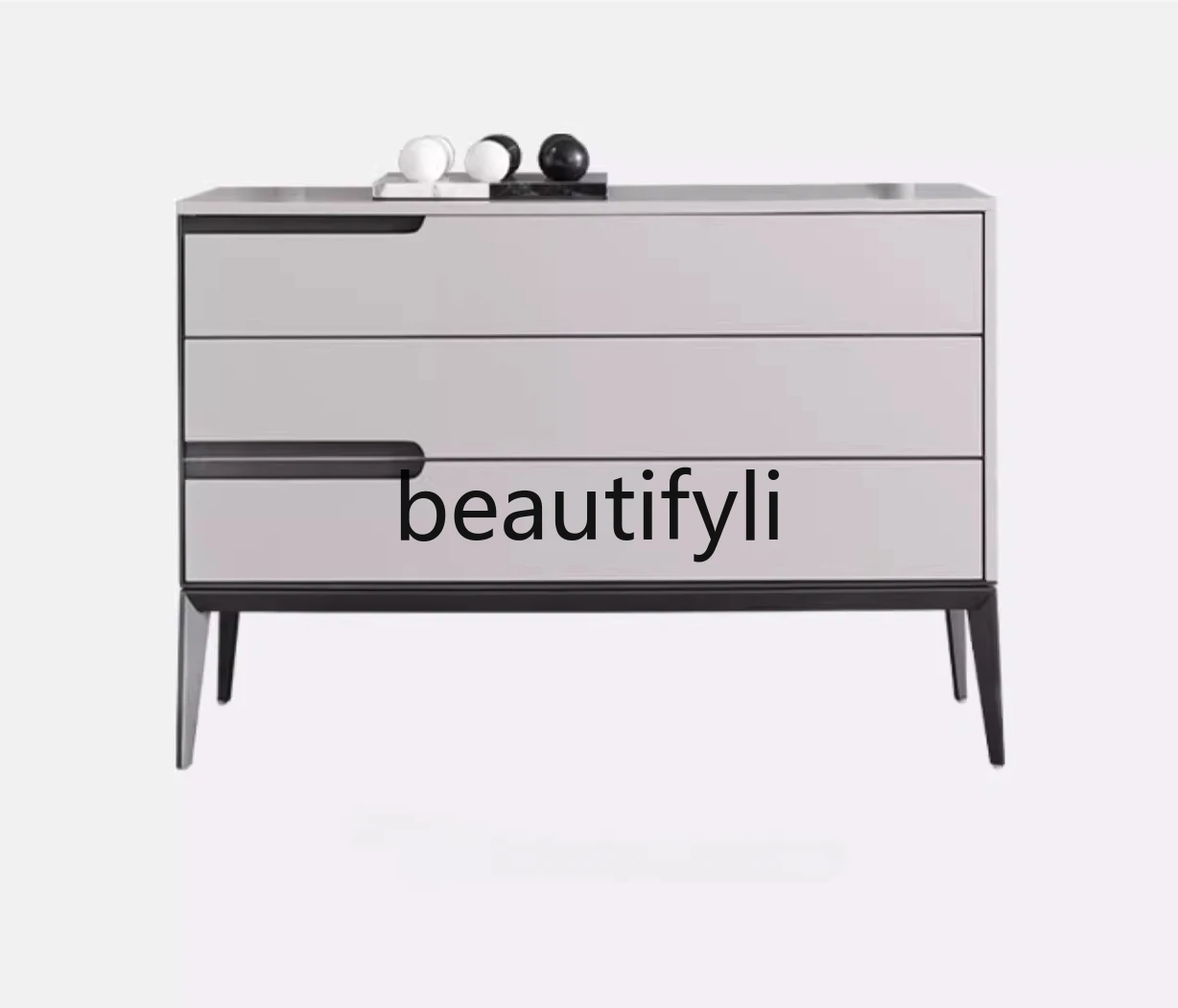

Italian light luxury solid wood designer three-bucket cabinet, modern simple villa restaurant side cabinet