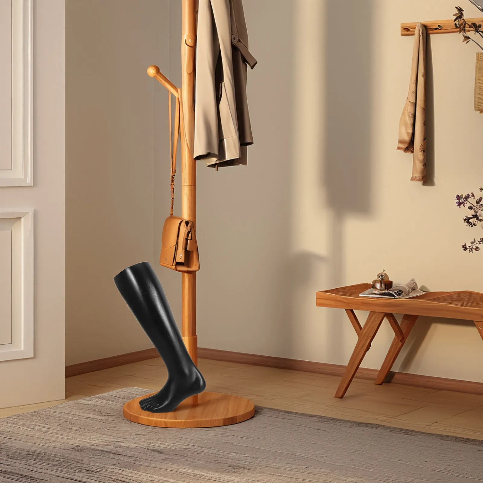 

Plastic Black Foot Display Stand for Long Socks Mannequin Jewelry Ankle Chain Shoe Retail Display Holder Foot Manikin for Socks