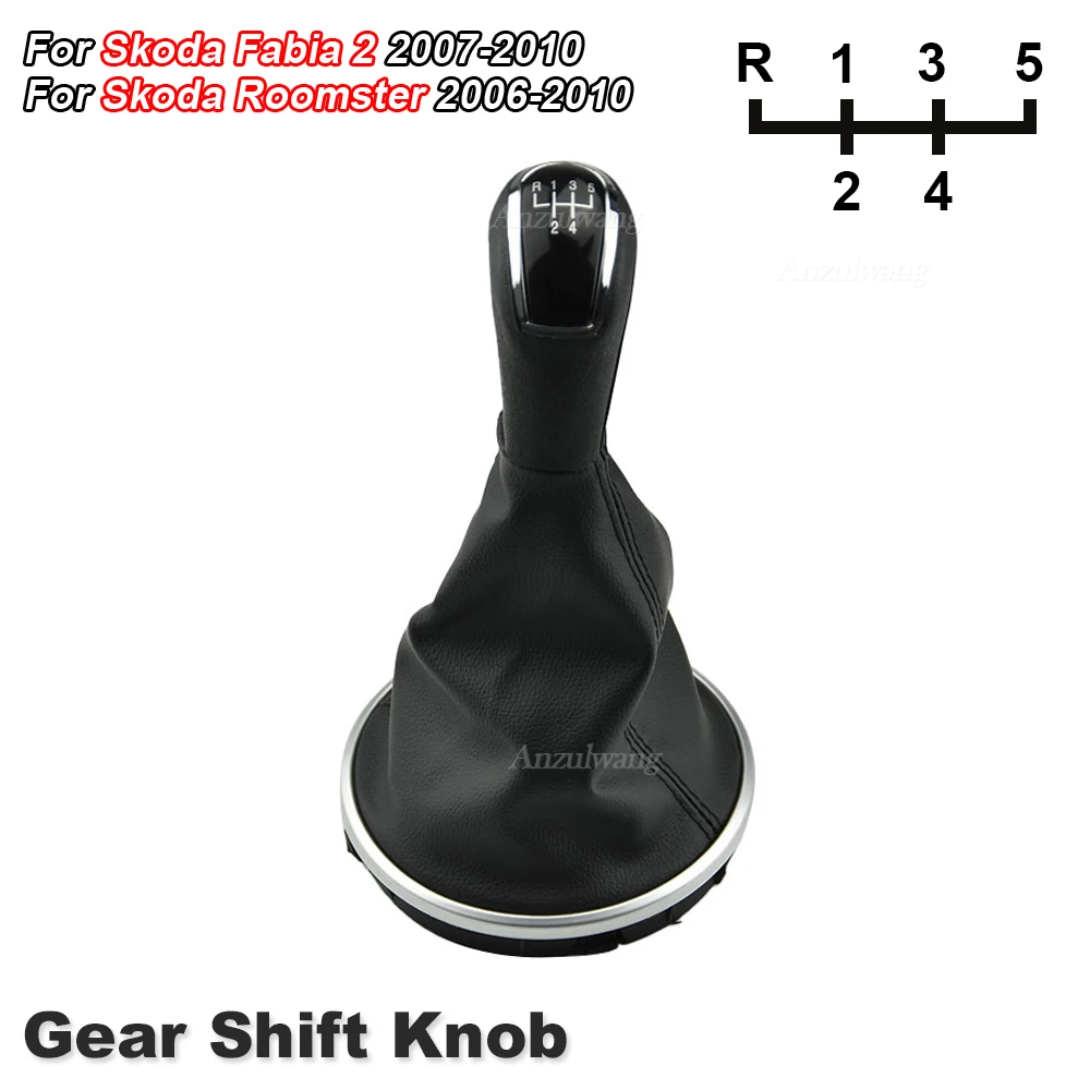 

Car Manual Gear stick shift knob gearbox shift knob boot For Skoda Fabia 2 Roomster 2007-2010 Gearbox handle gear lever knob