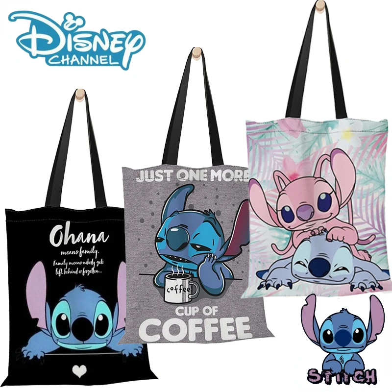 

35x40cm Lilo & Stitch Disney Tote Bag Cartoon Stitch Printed Cute Canvas Bag Large Capacity Portable Shopping Bag Girl Gift