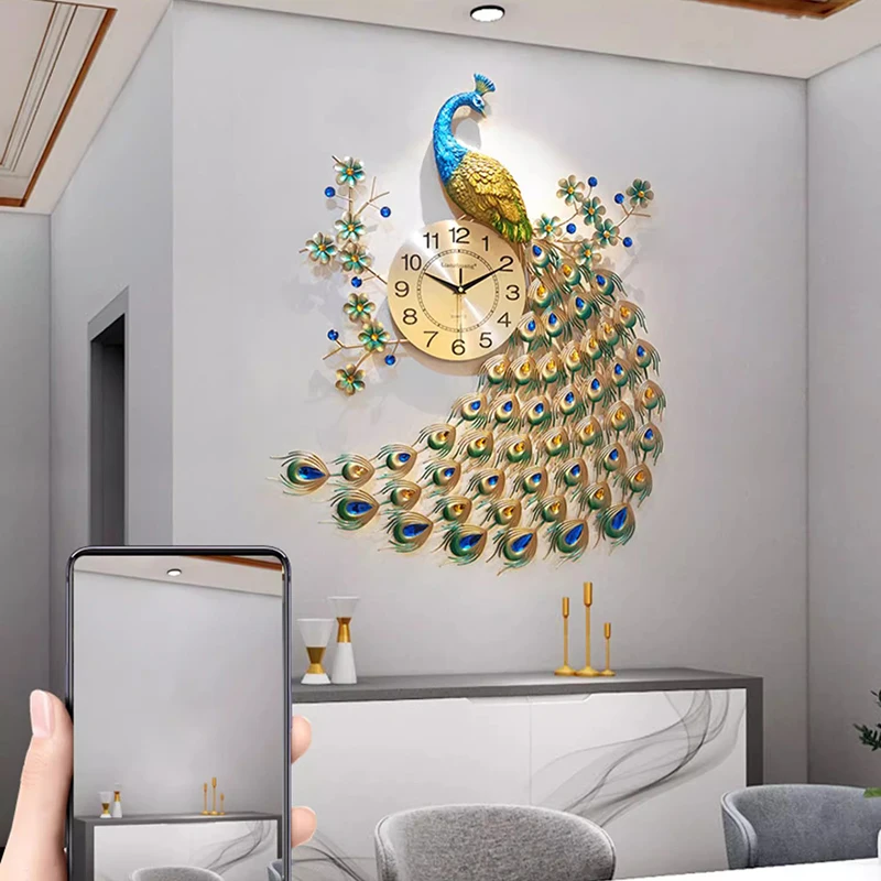 Peacock digital wall clocks luxury bathroom design Restaurant bedrooms fashion clock wall Nordic orologio da parete wall decor