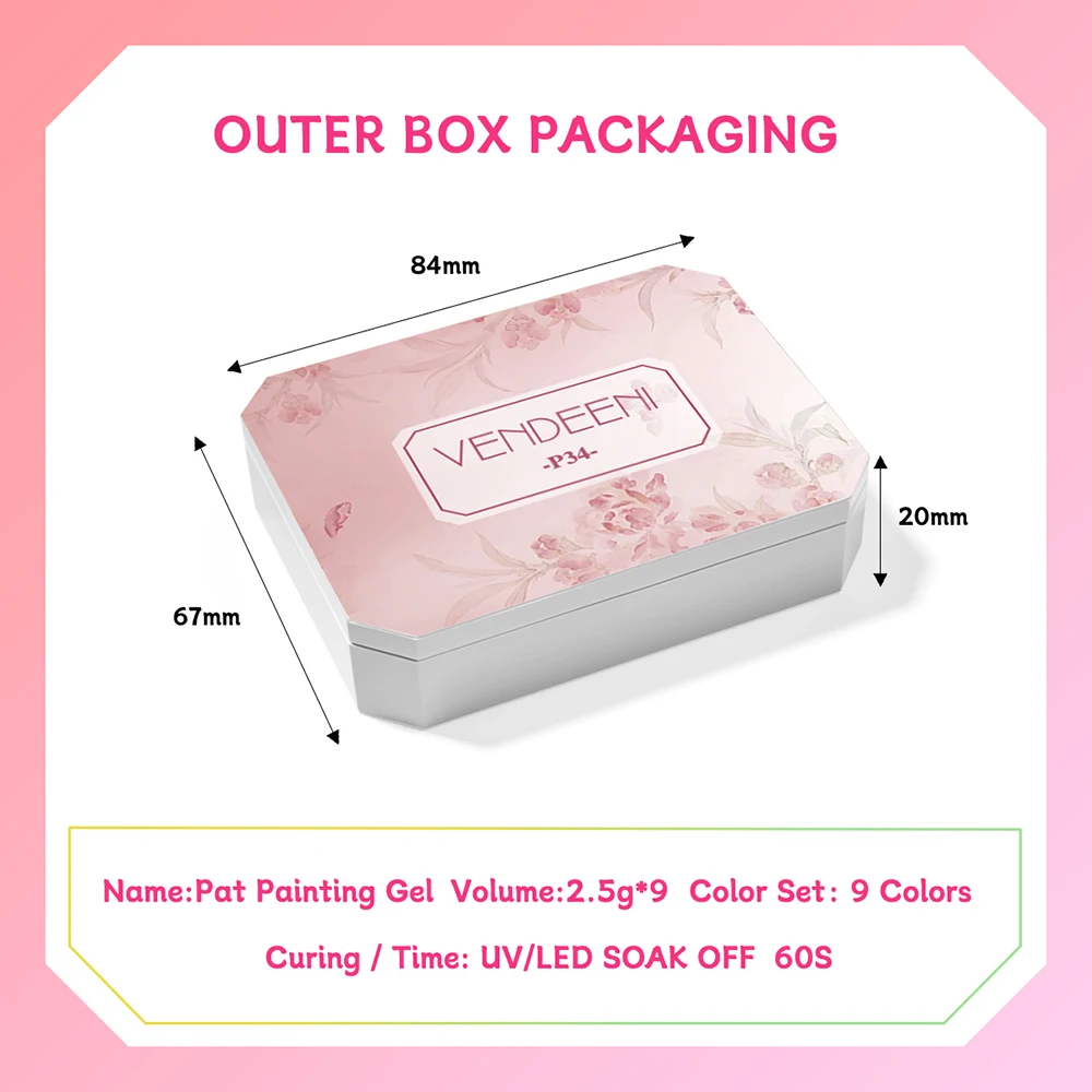 Vendeeni TPO HEMA FREE 9 شبكة عارية الوردي الربت هلام طلاء الأظافر UV نقع قبالة هلام الورنيش تزهر التدرج اللوحة هلام ورنيش