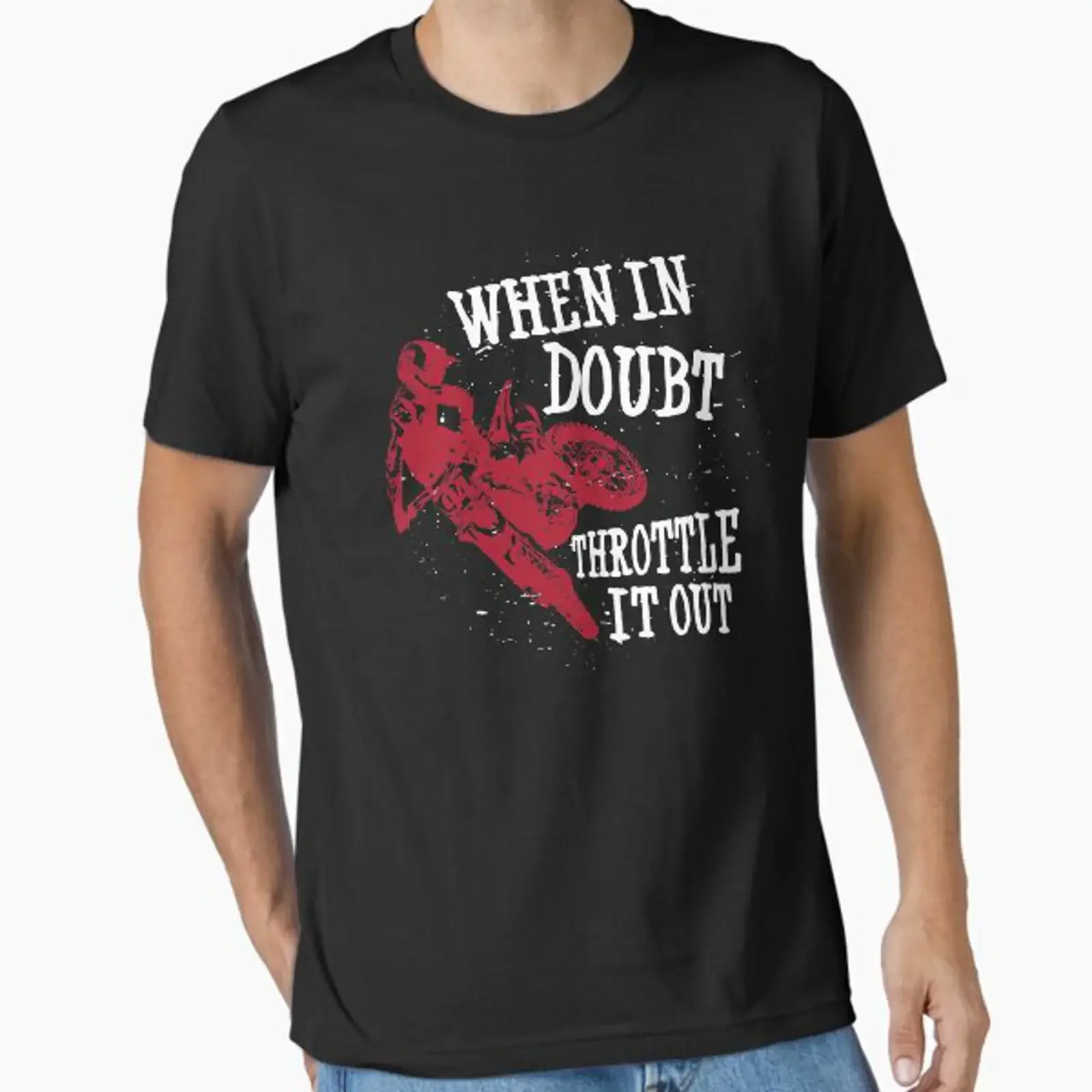 When In Doubt Throttle It Out Cool Motocross Bike Rider T Shirt Essential vintage Washed homme Top For Everyday Wear Versatile
