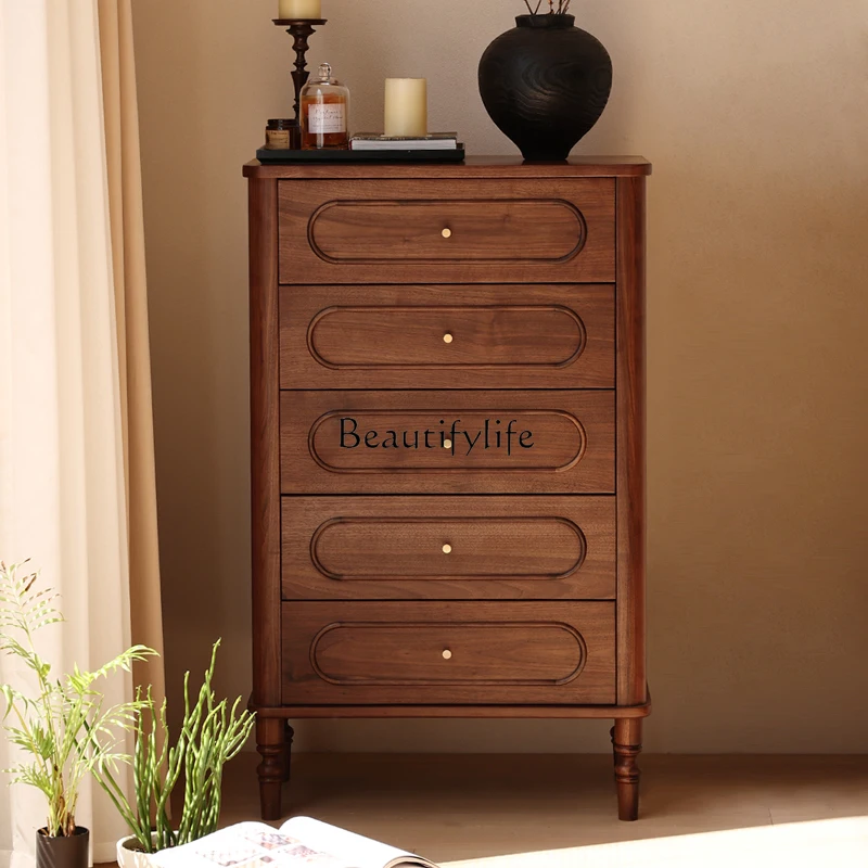 

North American black walnut all solid wood medium antique retro storage locker
