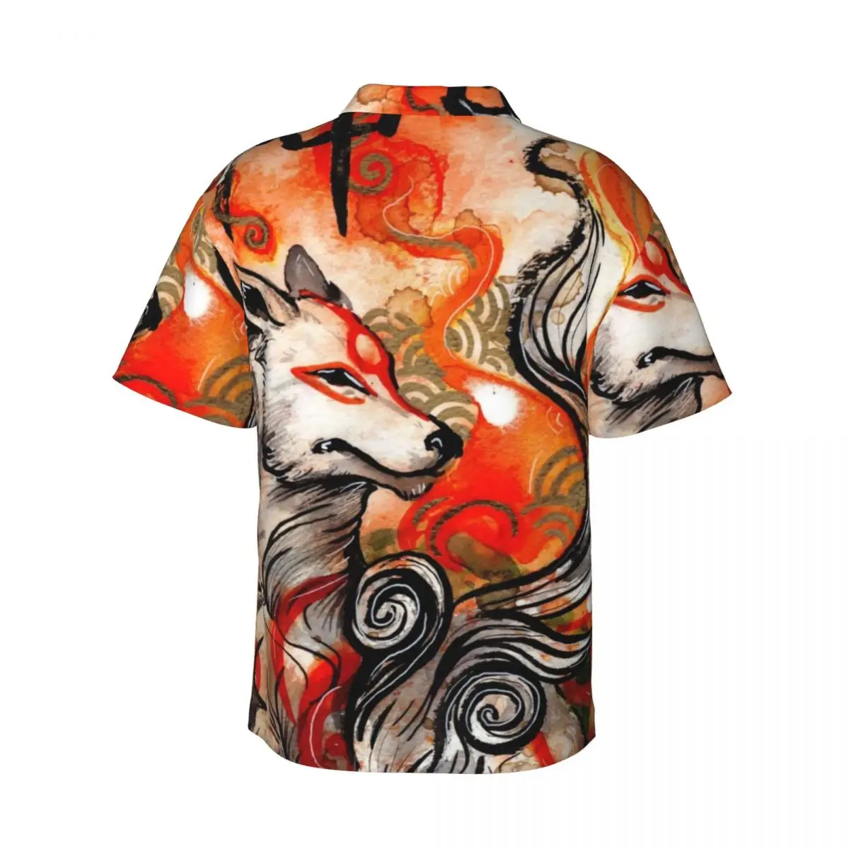 Chemise hawaïenne plage loup imprimé Blouses Okami Amaterasu chemises décontractées élégantes hommes à manches courtes haut tendance coréen