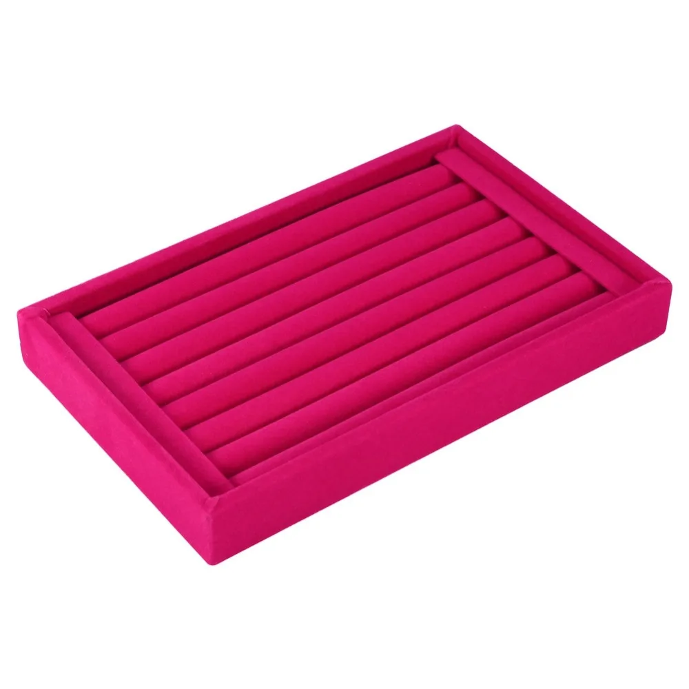 

Professional Velvet Material Ring Display Tray Red Color 7 Slots Design Jewelry Organizer Jewelry Display Case Dresser Display