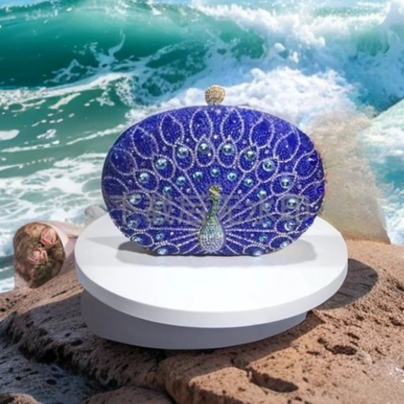 

Trendy Peacock Diamond Dinner Bag Retro Exotic Crossbody Dress Luxury Shiny Rhinestone Spring Versatile Bag Billeteras De Mujer