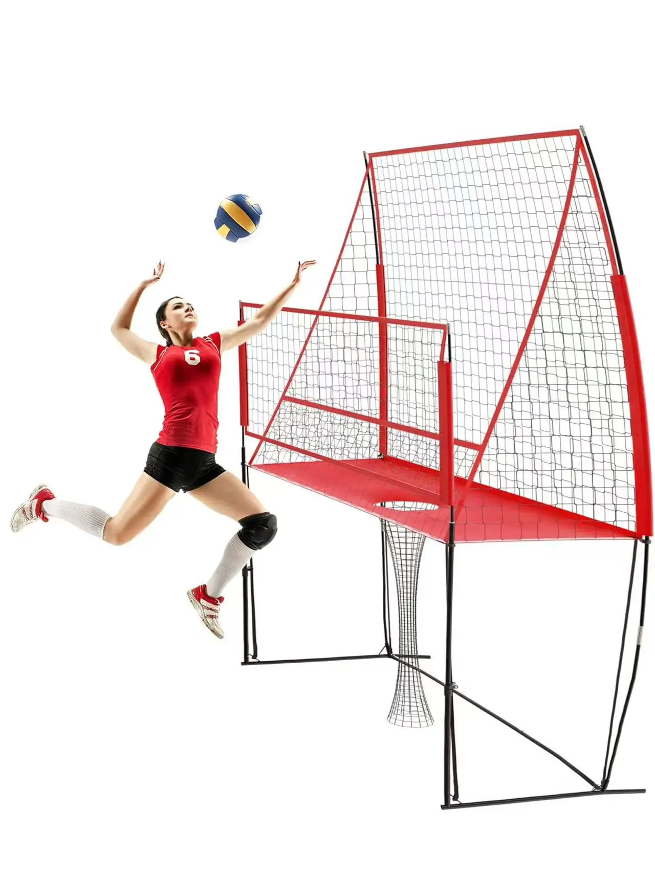 

Adjustable Portable Steel Stand 3-in-1 Indoor/Outdoor Volleyball Tennis Badminton Training Equipment Multi-Sport Practice 11x8ft
