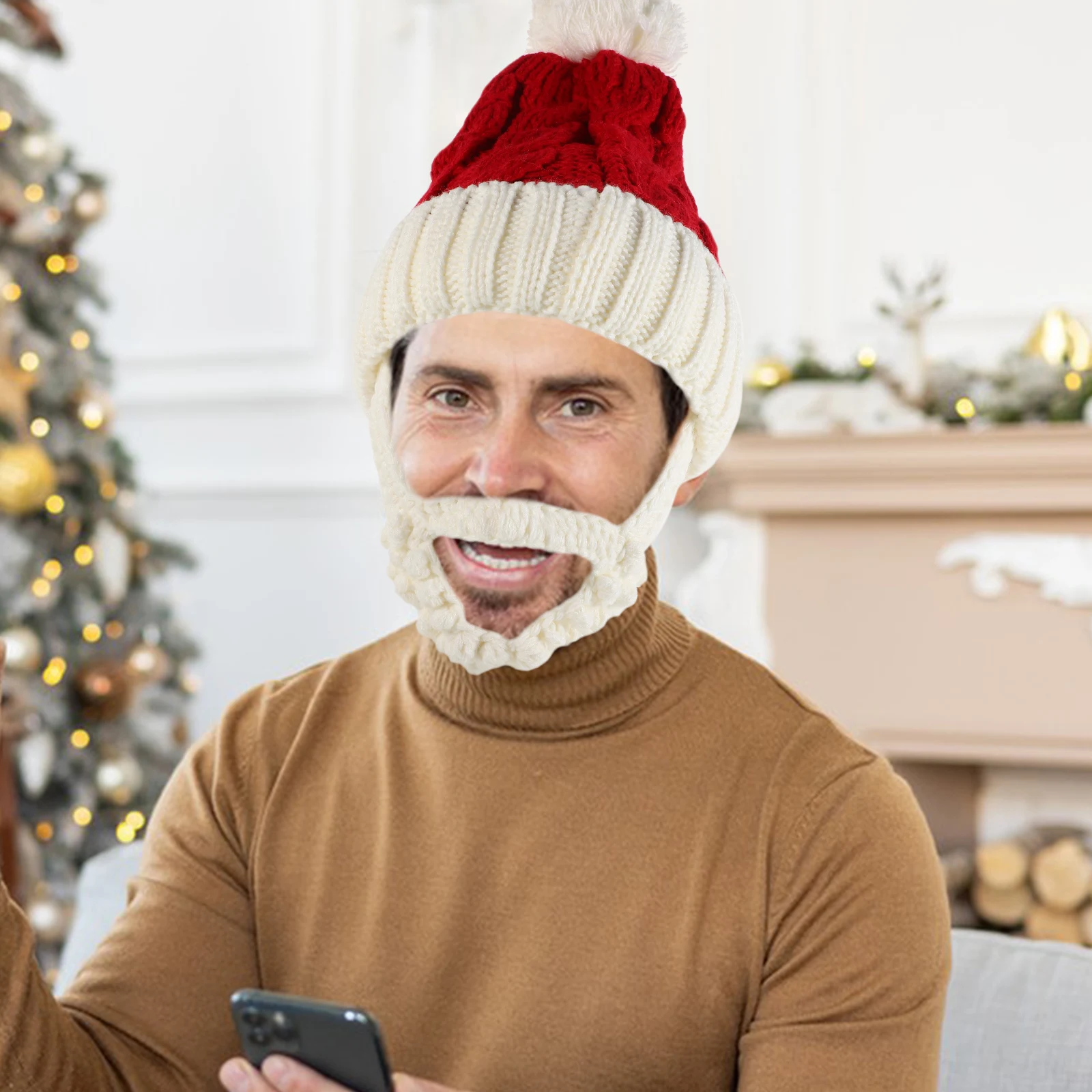 

Adult Santa Claus Knitted Hat Soft Woolen Christmas Beanie Warm Winter Xmas Holiday Party Cap Knit Cap Knitting Hat