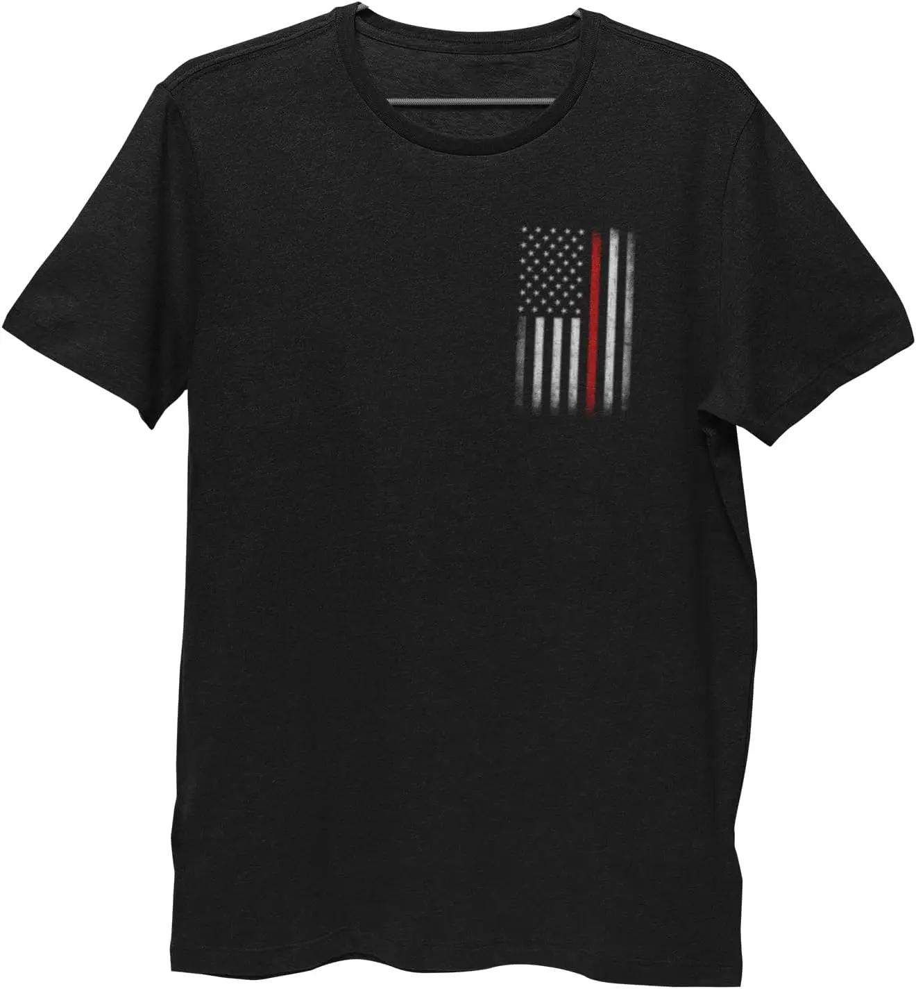 Men's Thin Red Line Flag Tee American Patriot Firefighter Support Shirt