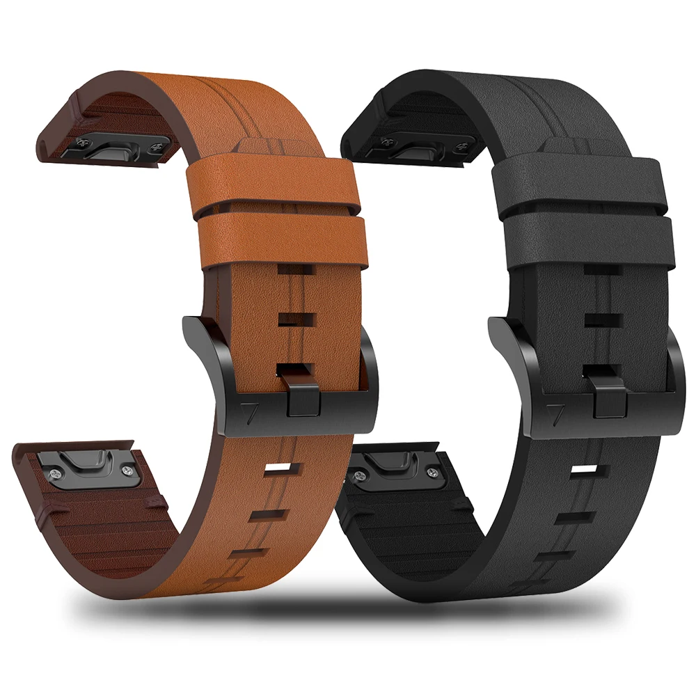 22mm 26mm Leather Strap For Garmin Tactix 7 AMOLED Fenix 7X 7 Fenix 6X 5 Pro Plus Epix Gen Enduro 2 Quick Release Strap Bracelet