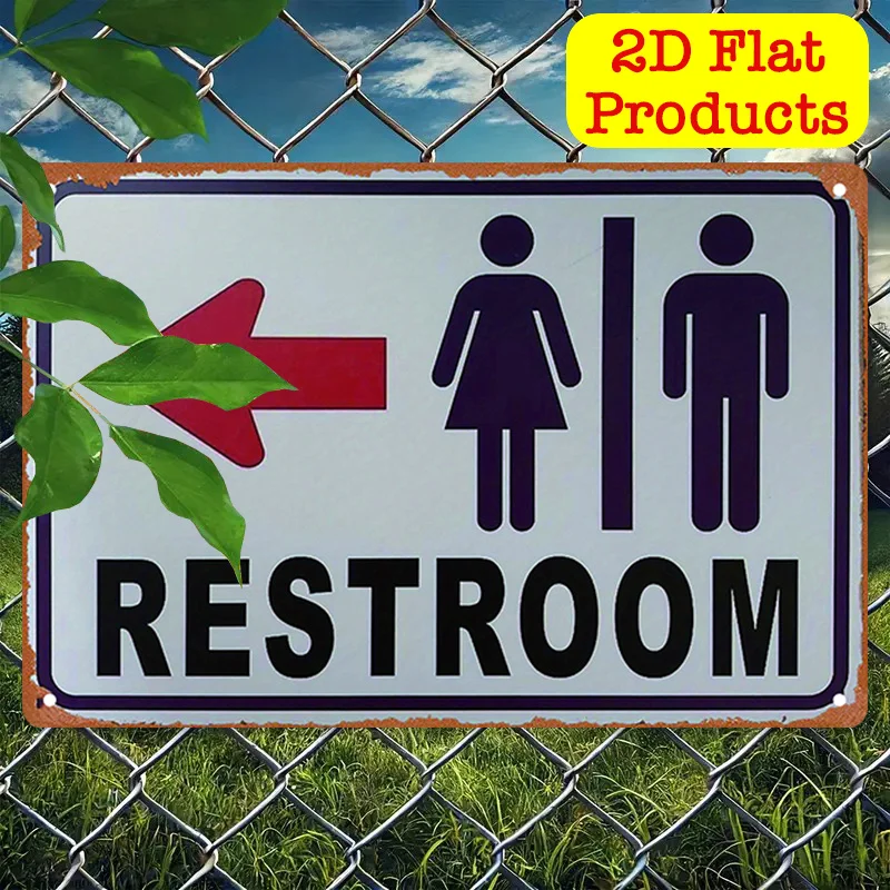 CIFBUY 2D Flat Men Women Restroom Arrow Direction Aluminum Wall Art Waterproof Rustproof Metal Decor for Bathroom Toilet