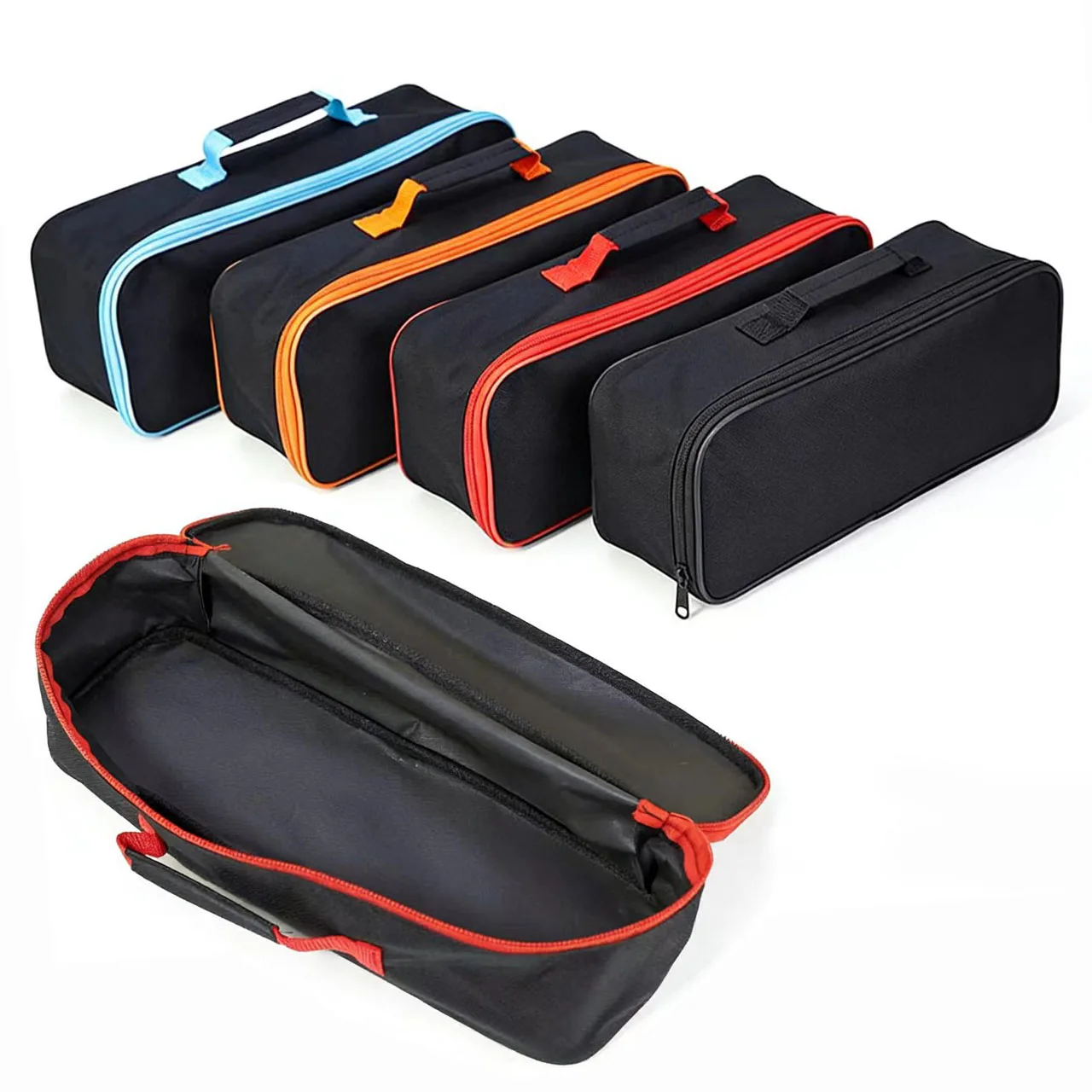 1pc Portable Car Wear-Resistant Practical Storage Case Black Car Zipper Closure Practical Storage Case With Handle Tools Bag