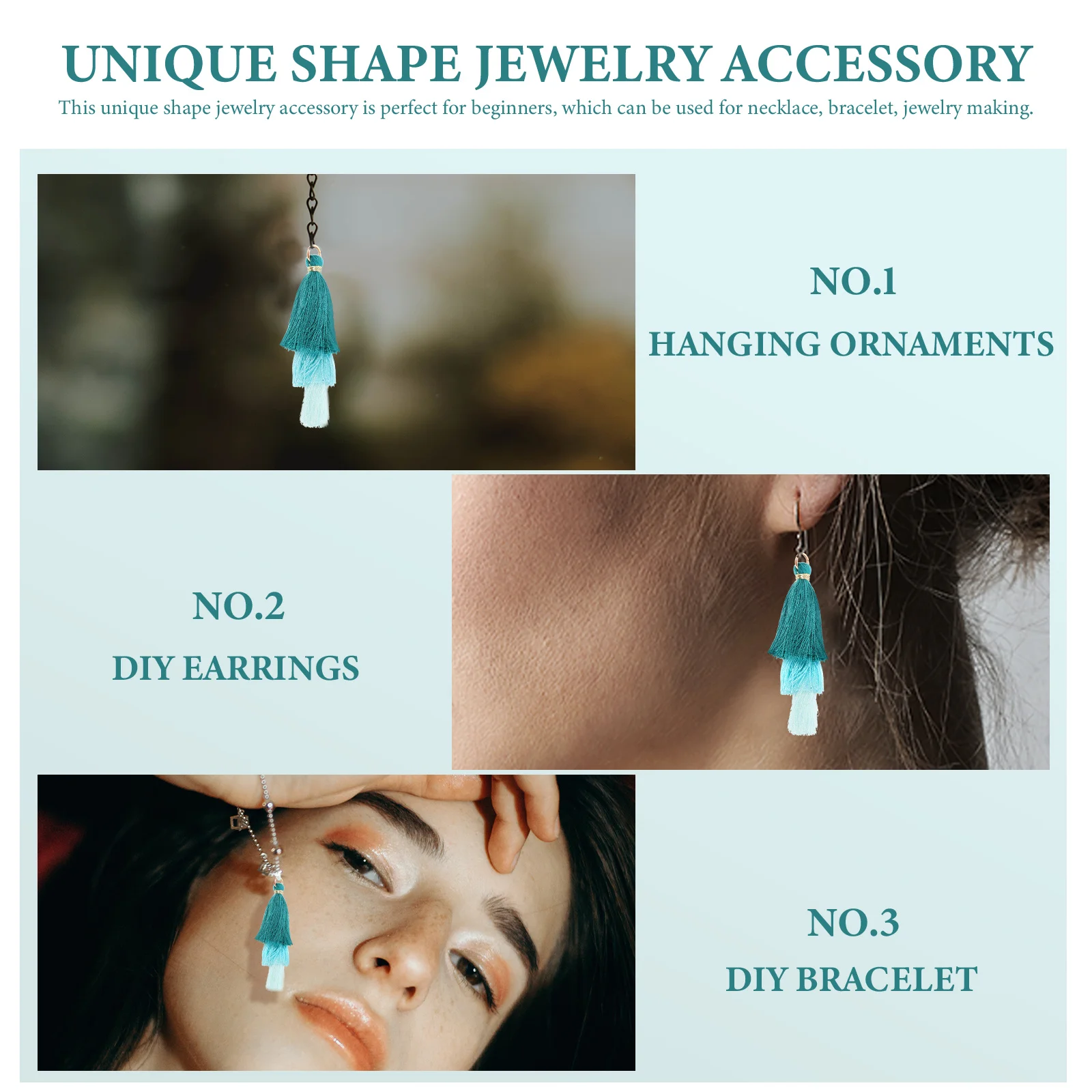 

20pcs Triple Layer Tassel Pendants 5cm Blue Green DIY Accessories Portable Earrings Decorative Pendant Multi function Keychain