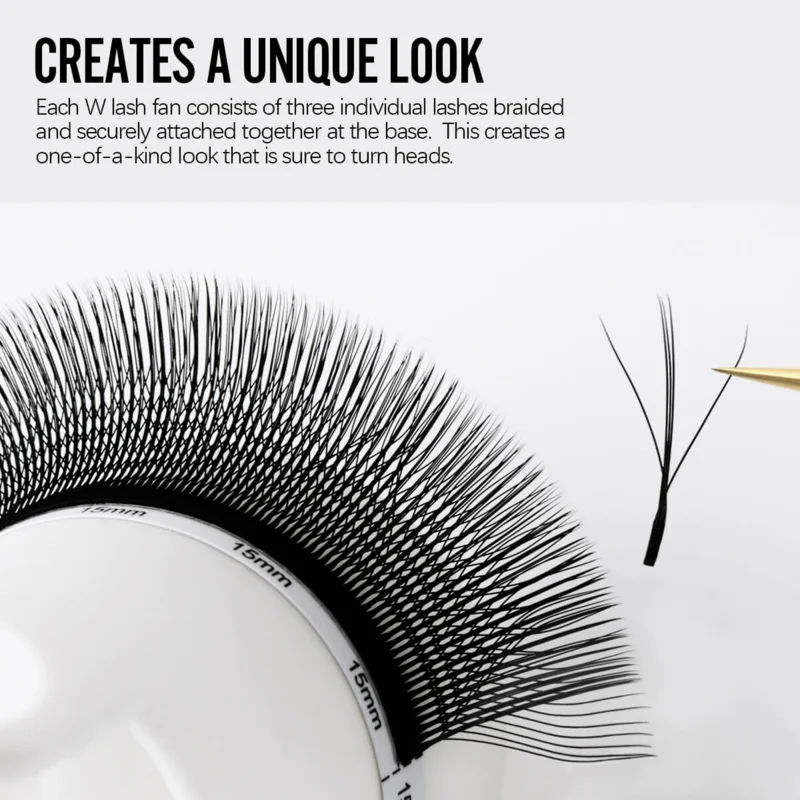 SENSE LASHES Wispy 3D W Shape Eyelash Premade Fan Lashes Wet Eyelash Extensions Matte Black Natural pestañas Fibras Tecnológicas