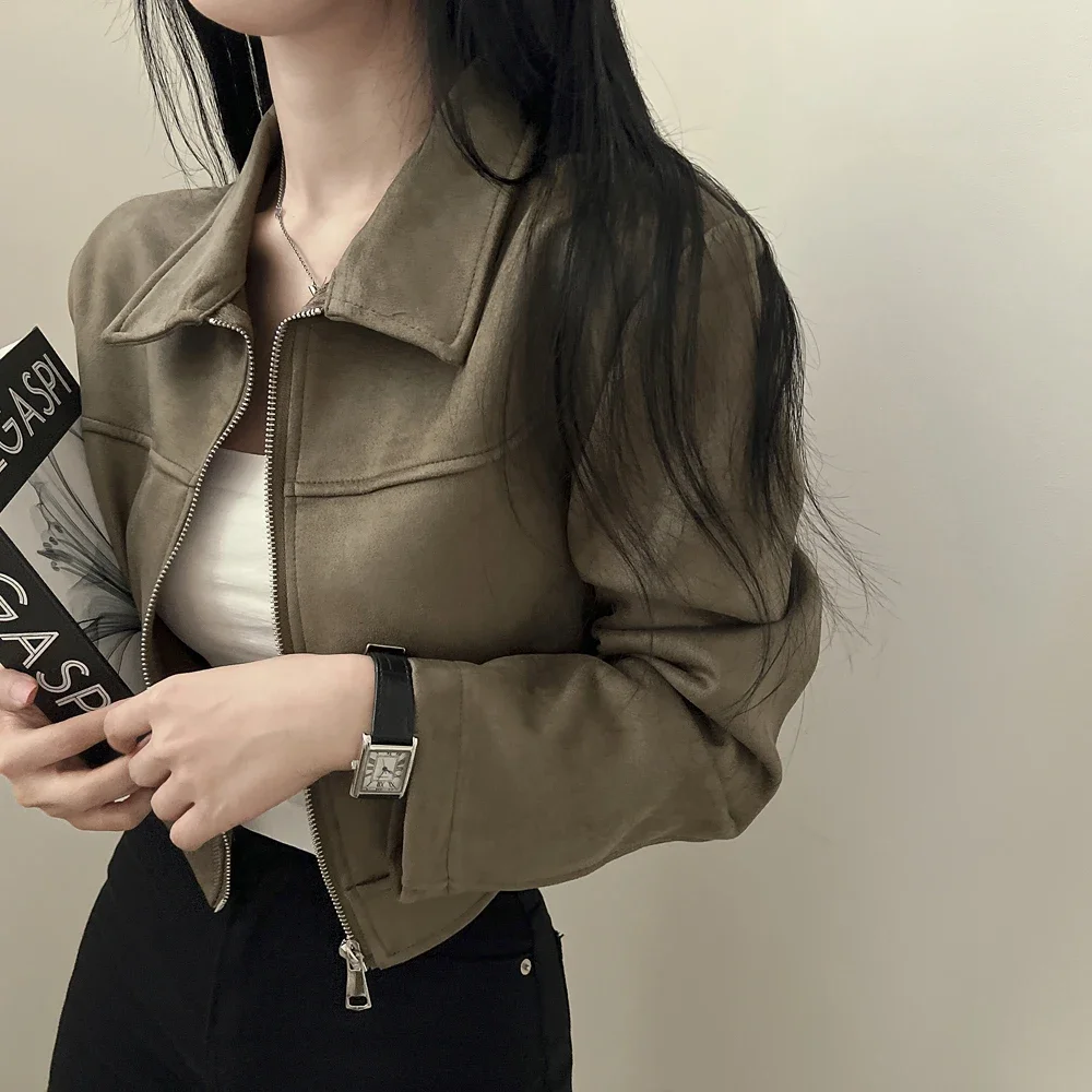 

Simple and Versatile Leather Velvet Outerwear Women's Short Top Design Sense Jacket jackets for women coat women