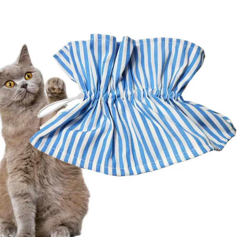 Cats Elizabethan Collar Washable Drawstring Design Protective Neck Collar Recovery Wound Kitten Adjustable Collar Pet Supplies