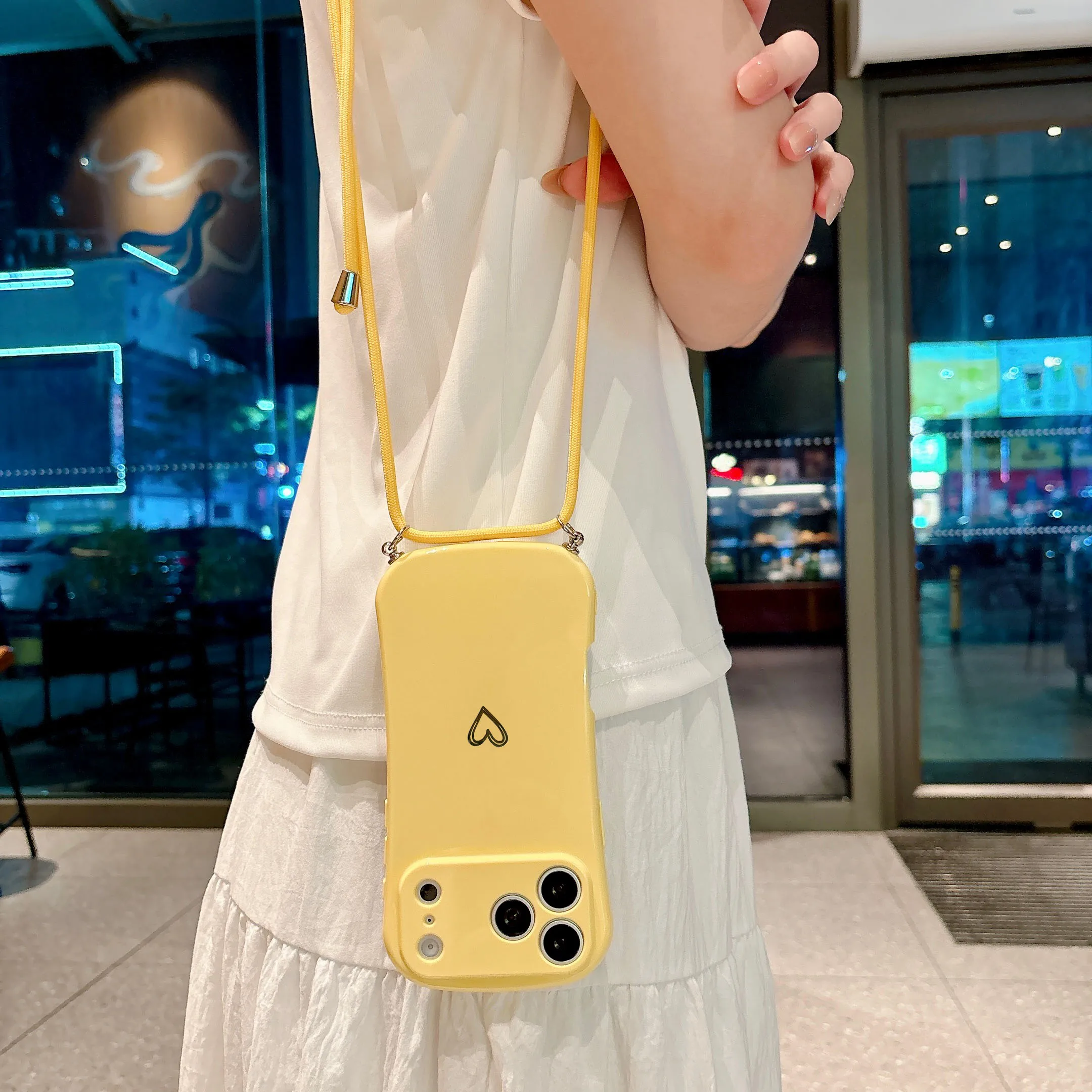 Hot For Her Crossbody Lanyard Love Print Phone Case For IPhone 18 17 Air 16 15 14 Plus 13 12 11 Pro Max Silicone Anti-Slip Cover view 2