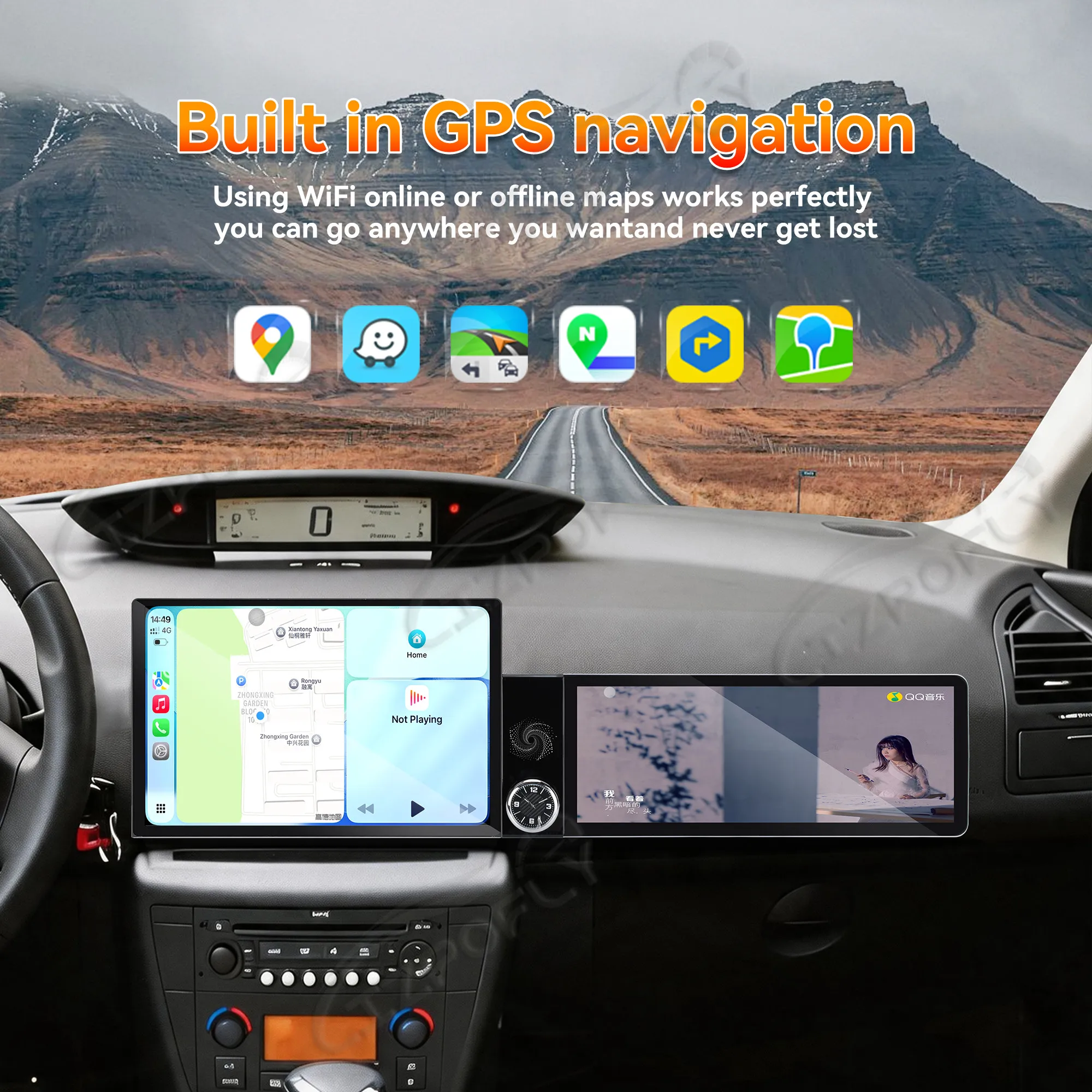 13.1+12.3 inch For Citroen C4 2004-2009 Car Radio With Wireless CarPlay & Android Auto Car Play Screen GPS Navigation