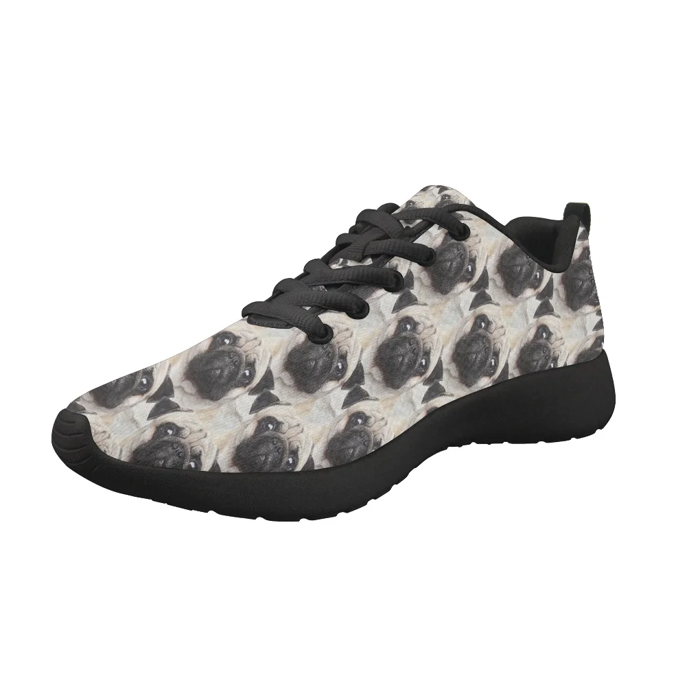 Hot Sale Mesh Men Running Shoes Bulldog Pattern Breathable Lace-Up Jogging Light Women Sneakers Outdoor Soft Shoes Plus Size 46