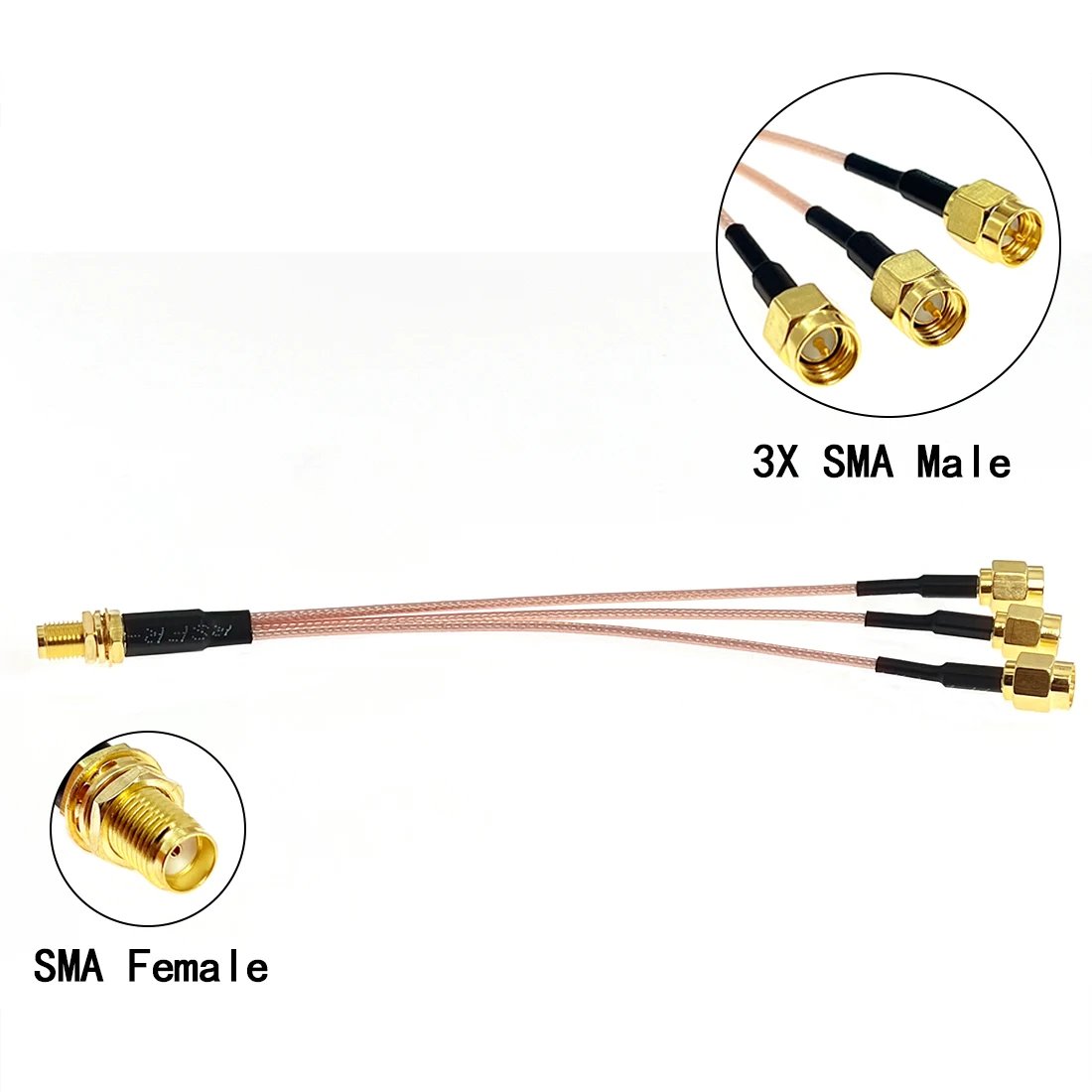 

SMA Female Nut to 3X SMA Male Plug Splitter Combiner Pigtail Cable RG178 15cm 6" for Wifi Router