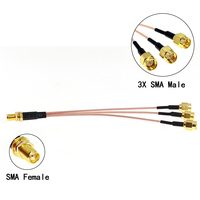 SMA Female Nut to 3X SMA Male Plug Splitter Combiner Pigtail Cable RG178 15cm 6\