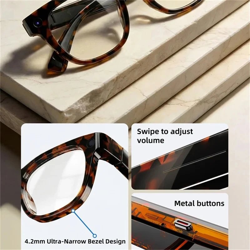 Men Women AI Intelligent Shooting Glasses 13MP HD Camera 1080P/30FPS Recording Dialogue Translation Blue Tooth Smart Glasses