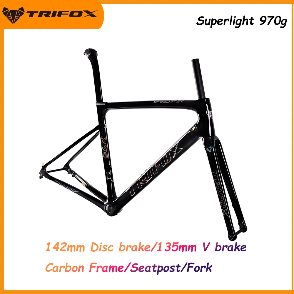 

TRIFOX Factory Carbon Road Frame Superlight 960g Quick release Disc Brake Mechanical/ Di2 Cycling Bicycle Racing Frameset