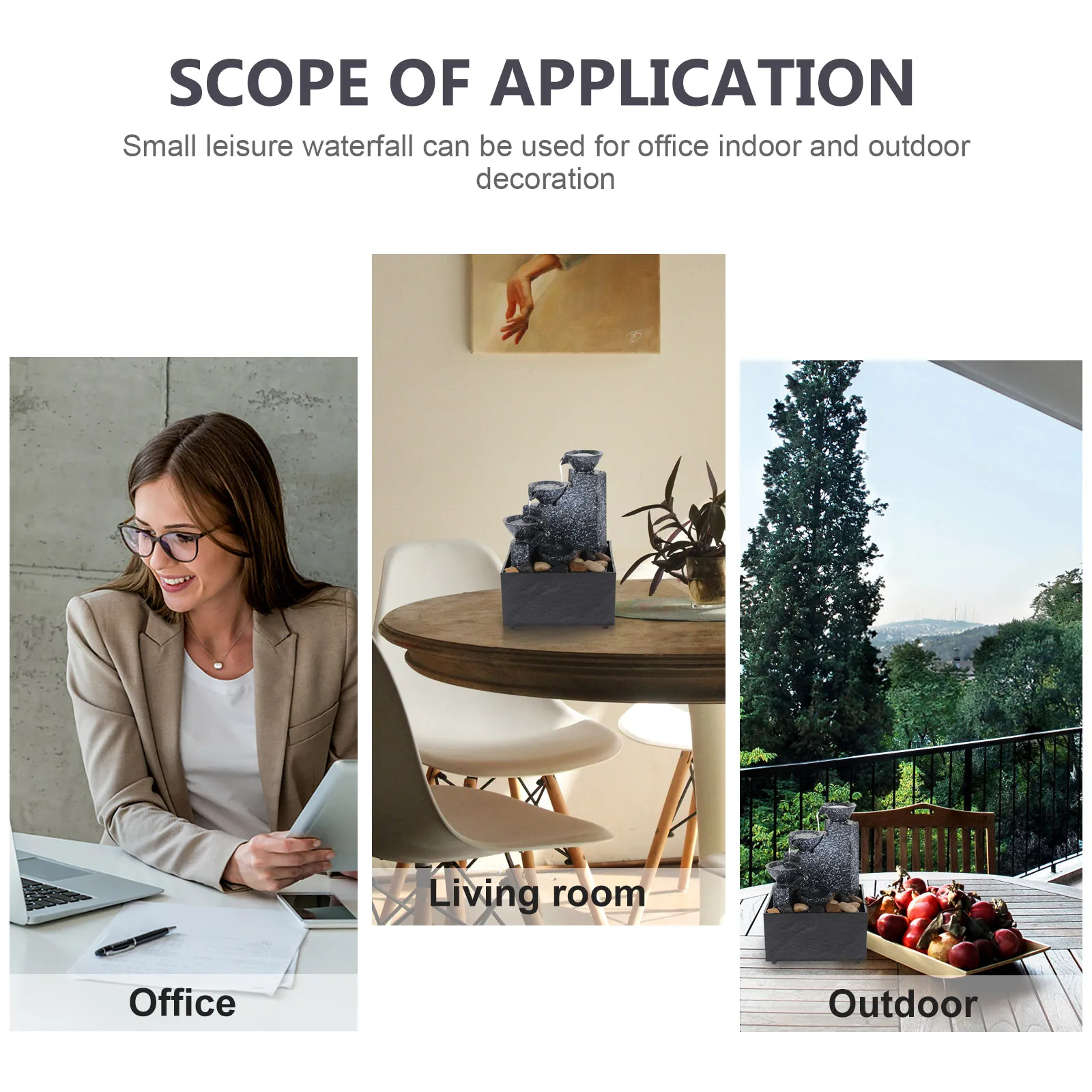 

1 set 1 Set Portable Fountain Resin Waterfall Ornament Small Desktop Fountain For Home Office Garden Artificial Landscape Decor