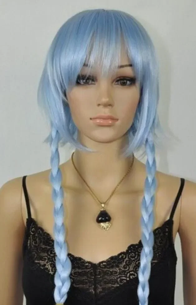 WIG WBY Wholesale price Hot Sell TSC charming sexy short straight women Cosplay Party long braid sky-blue wigs