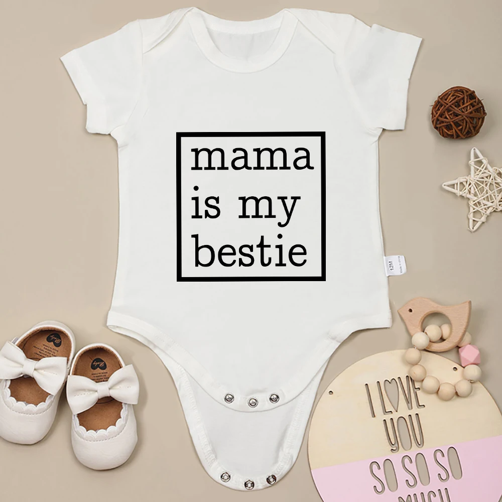 Mama is My Best  Newborn Boys and Girls jumpsuit Summer Round Neck Casual Short Sleeved Romper Outdoor Comfortable Clothes