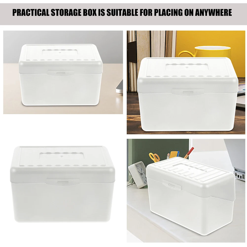 

2pcs Notes Box Clip Office Organizers Storage Plastic Desk Business Card Holder Portable Index Card Case MultiFunction