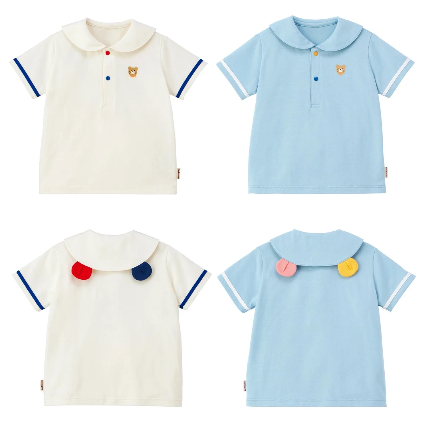 

2025 Summer Korean Style Kids T-Shirt Girls Boys Cotton Collar Short Sleeve Tops, Toddler Preppy Casual Wear