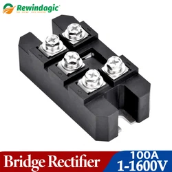 1Pc 100A-1600V Black Single-Phase Diode Bridge Rectifier 100A Amp High Power 1600V for Wind Permanent Magnet Generator