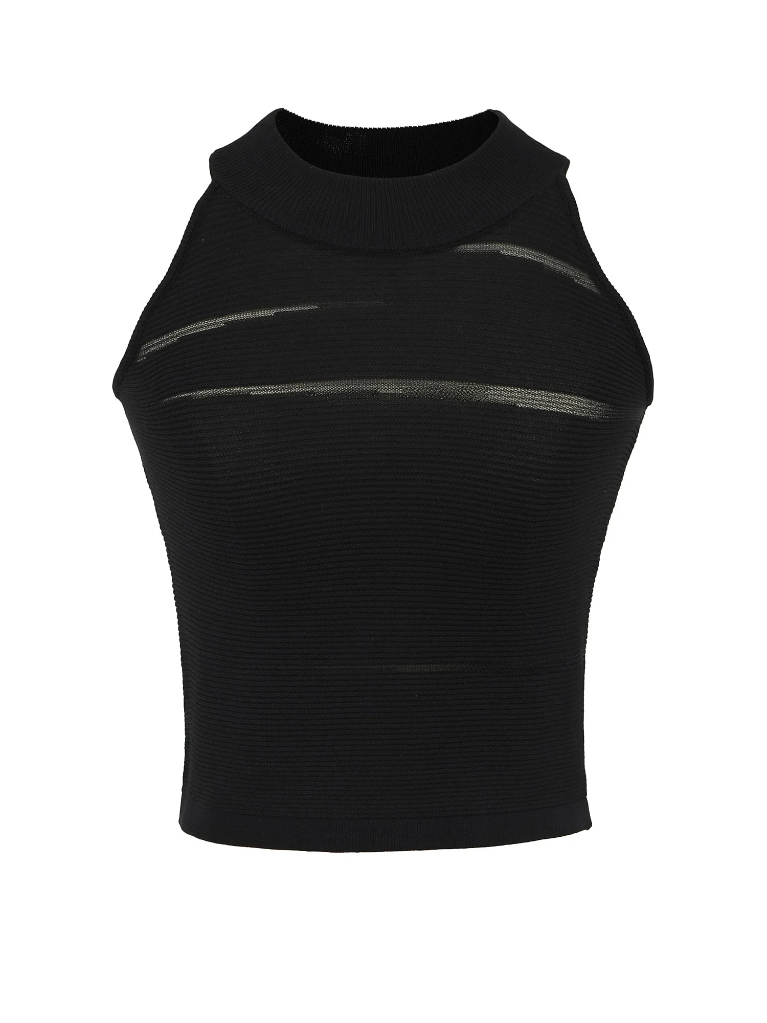 Seksowny ażurowy komplet dzianinowy z wysokim stanem, dopasowana spódnica, transparentny design, efekt wyszczuplający, okrągły dekolt, krótki top.