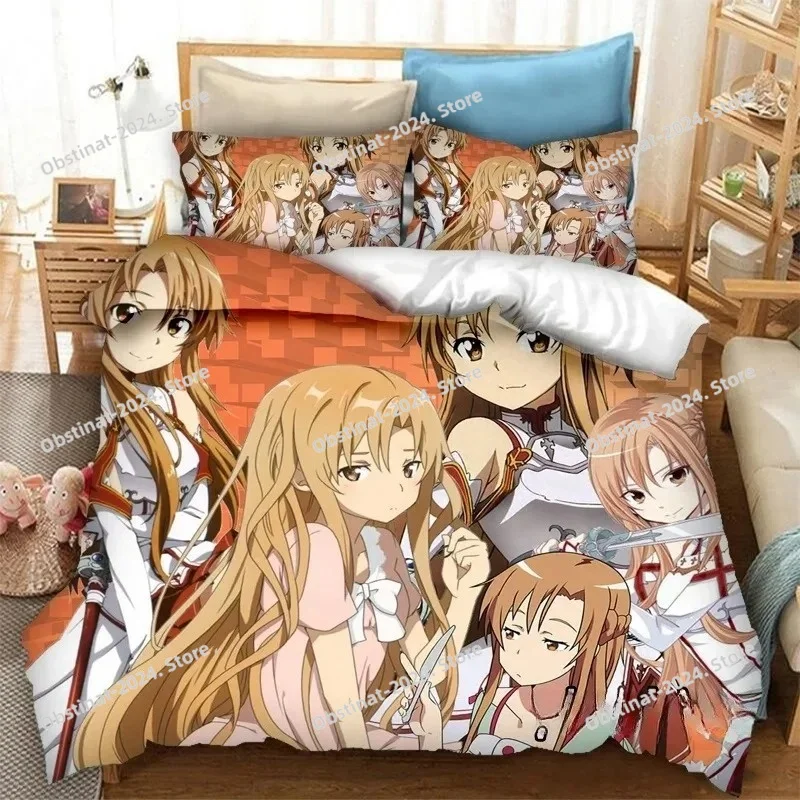 

Anime SAO Yuuki Asuna Bedding Set,Duvet Cover Comforter Bed Set Quilt Cover Pillowcase,King Queen Twin Size Boys Girls Adults
