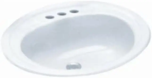 Fregadero ovalado blanco, accesorio de baño elegante y funcional, 3 orificios, desbordamiento, 20-1/2"